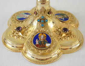 Solid silver gilt antique French Gothic Chalice.